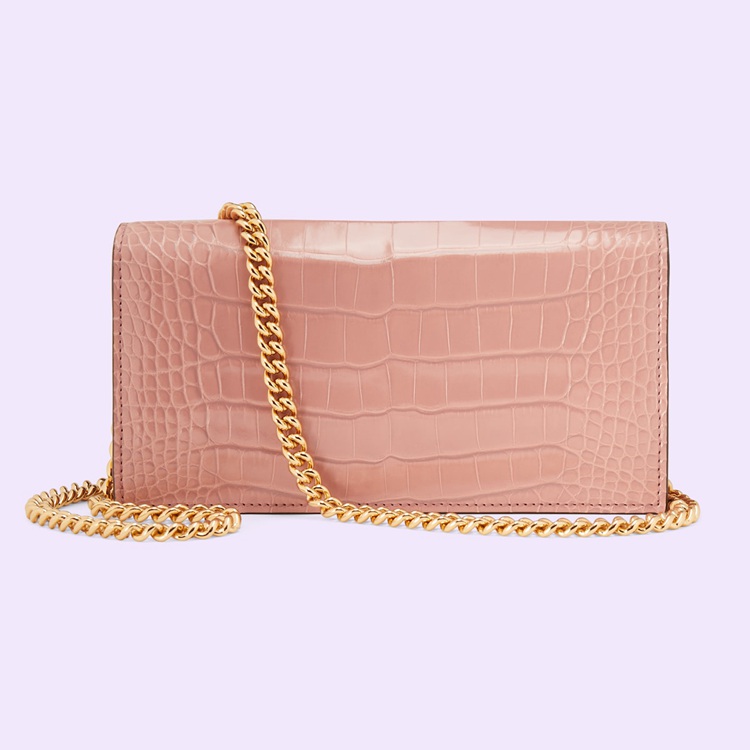 621892.EV48G.5808.009.100.0011.Light Gucci Horsebit 1955 crocodile wallet with chain